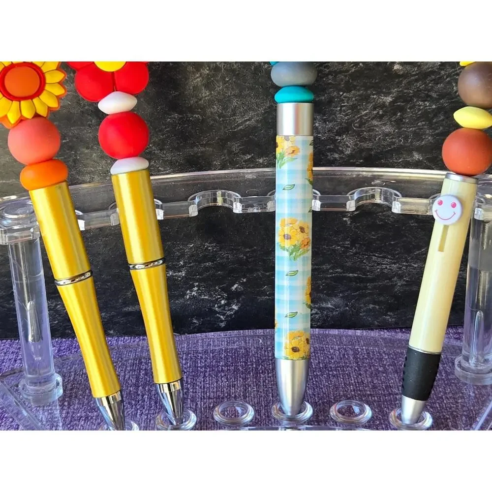 Pens, Ball Point, Set of 4 for Party Bags, Focal Beads, Assorted Flowers